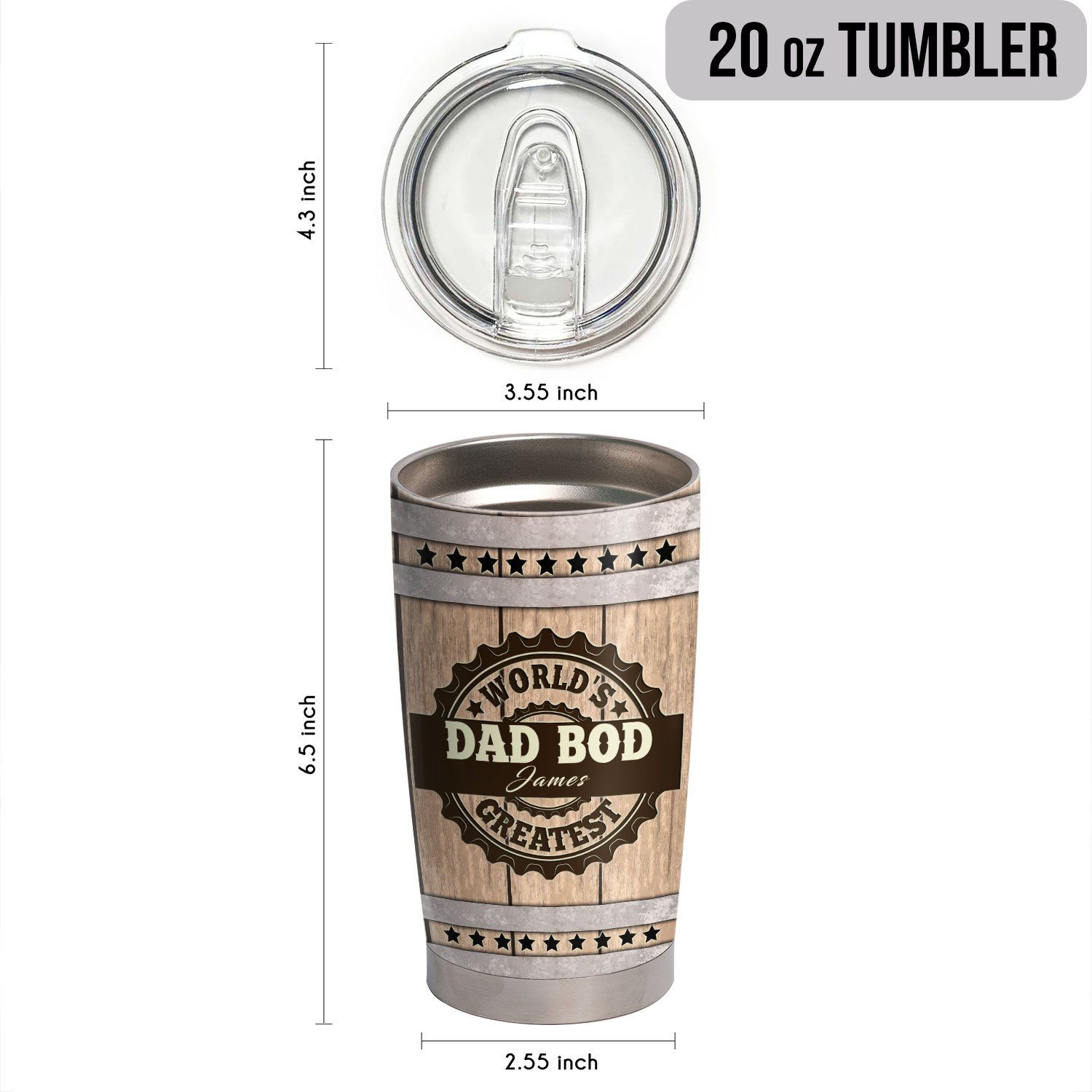 Personalized Thank You Dad, World’s Greatest Dad Bod 20oz Tumbler TPT117TUCT