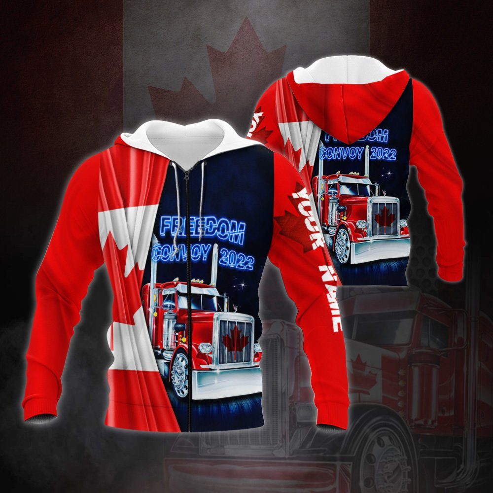 Personalized Zip Hoodie Canadian Trucker Freedom Convoy 2022 MLH2205ZHCT