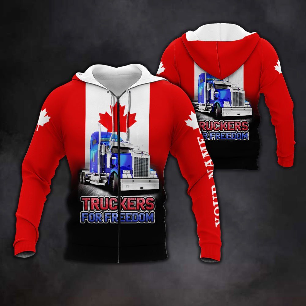 Personalized Zip Hoodie Freedom Convoy 2022, Canadian Trucker, Truckers For Freedom, Mandate Freedom QNN707ZHCT
