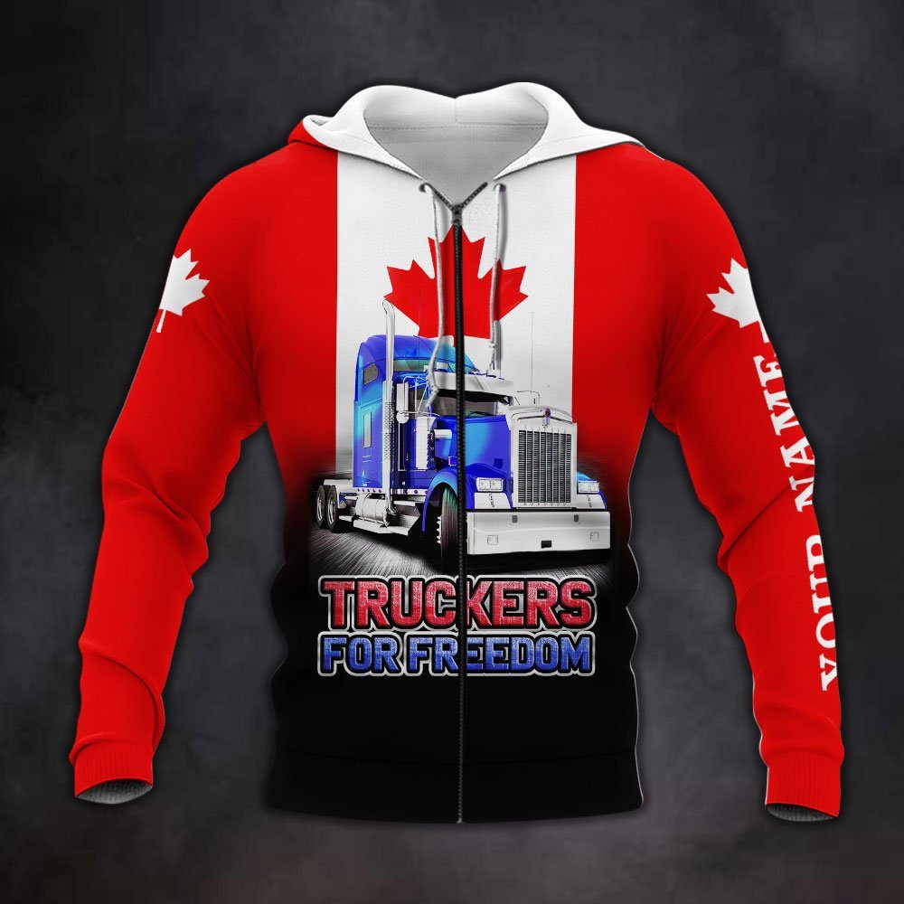 Personalized Zip Hoodie Freedom Convoy 2022, Canadian Trucker, Truckers For Freedom, Mandate Freedom QNN707ZHCT