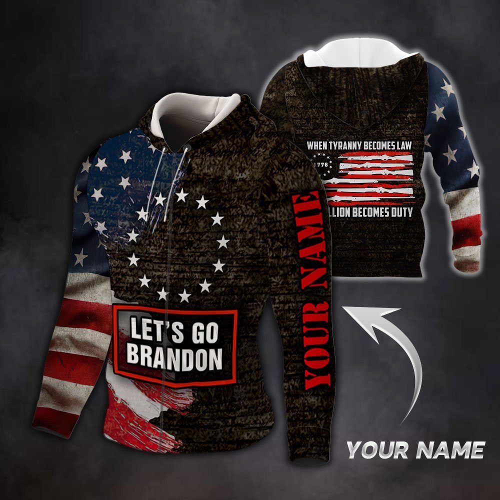 Personalized Zip Hoodie Let's Go Brandon We The People Custom Name QNK1051ZHCTv1