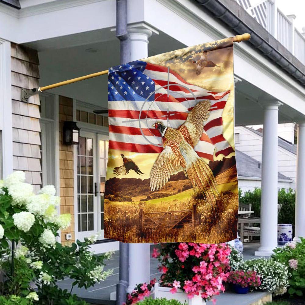 Pheasant Hunting American Flag
