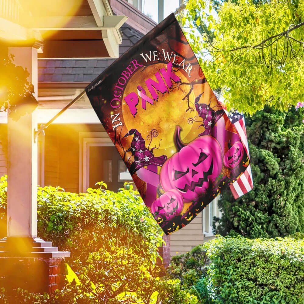 Pink Pumpkin Breast Cancer Awareness Flagwix™ Pink Pumpkin Halloween Flag