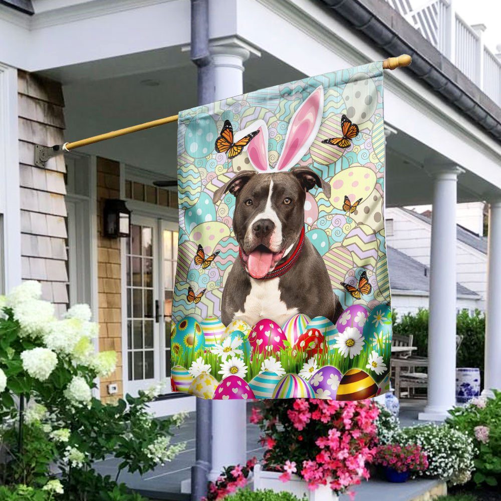 Pit Bull Happy Easter Flag