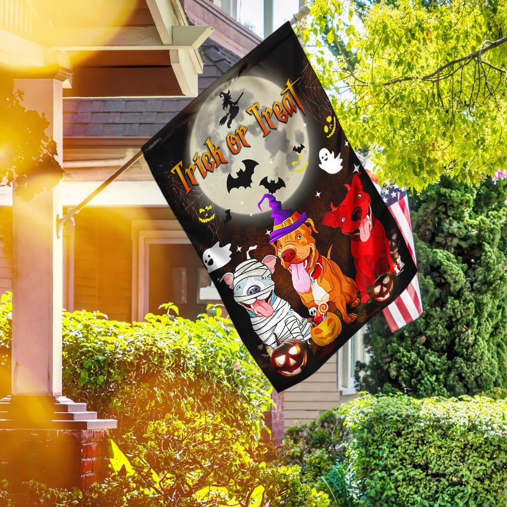 Pitbull Hallowen Trick Or Treat Flag