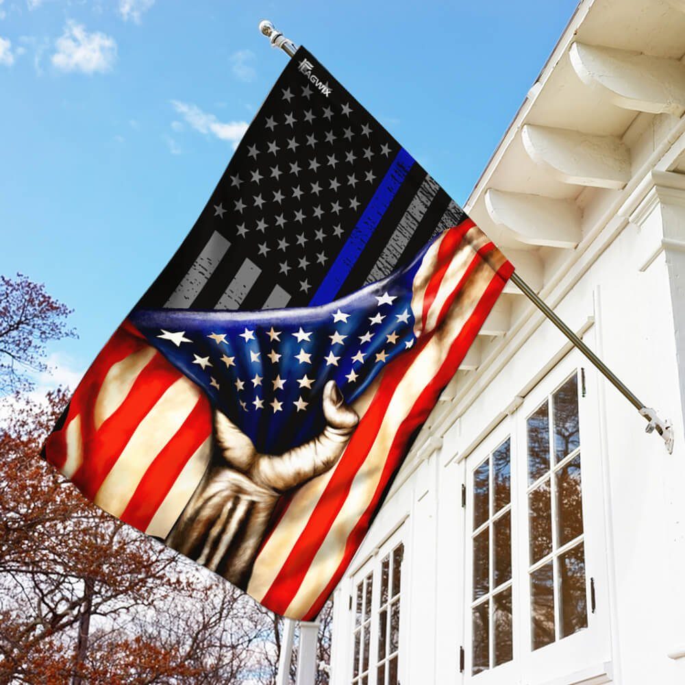 Police. Back The Blue. The Thin Blue Line Flag