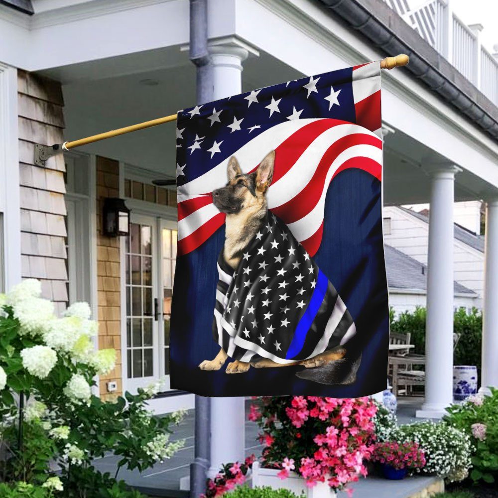 Police Dog German Shepherd American Flag