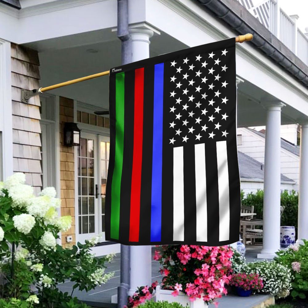 Police Military and Fire Thin Line American Flag