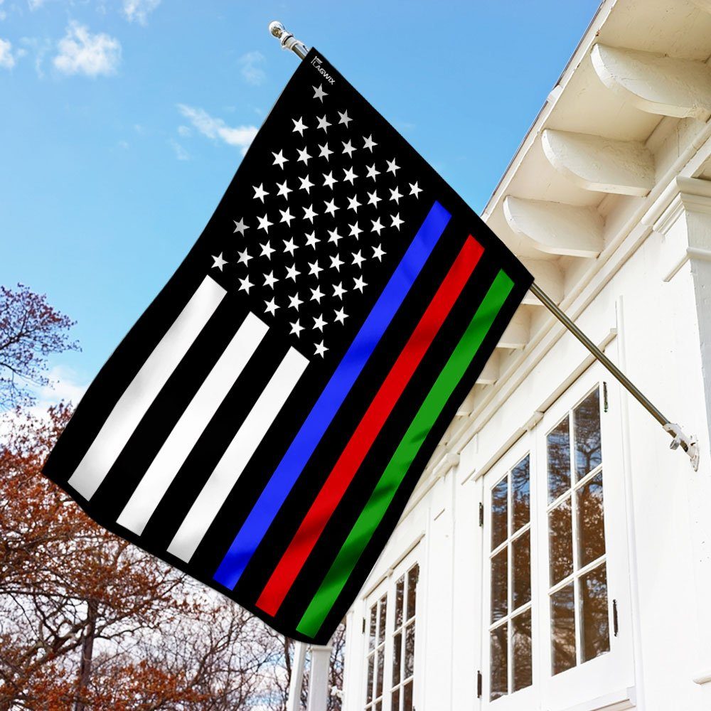 Police Military and Fire Thin Line American Flag