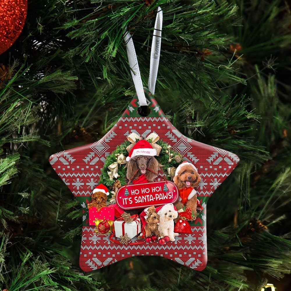 Poodle Ho Ho Ho It’s Santa-Paws Ceramic Ornament