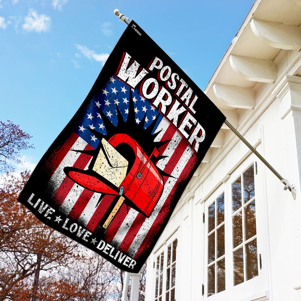 Postal Worker. Live. Love. Deliver Flag