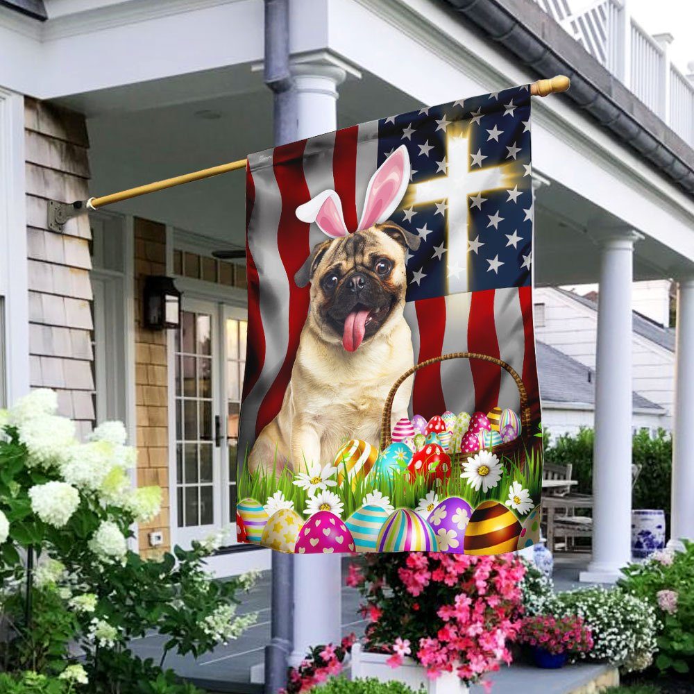 Pug Dog Easter American Flag