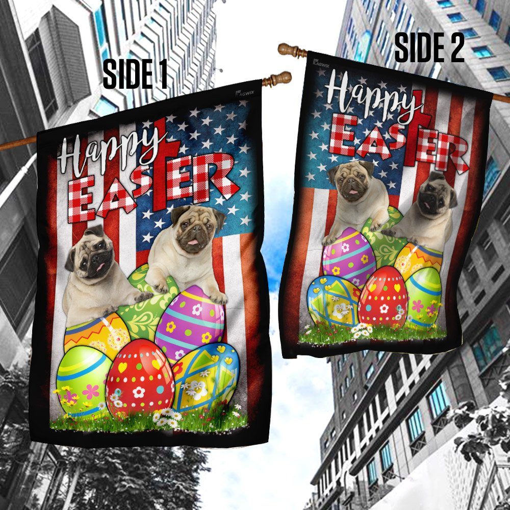 Pug Dog Easter Egg Hunt Flag Pug Dog Easter Egg Hunt Flag