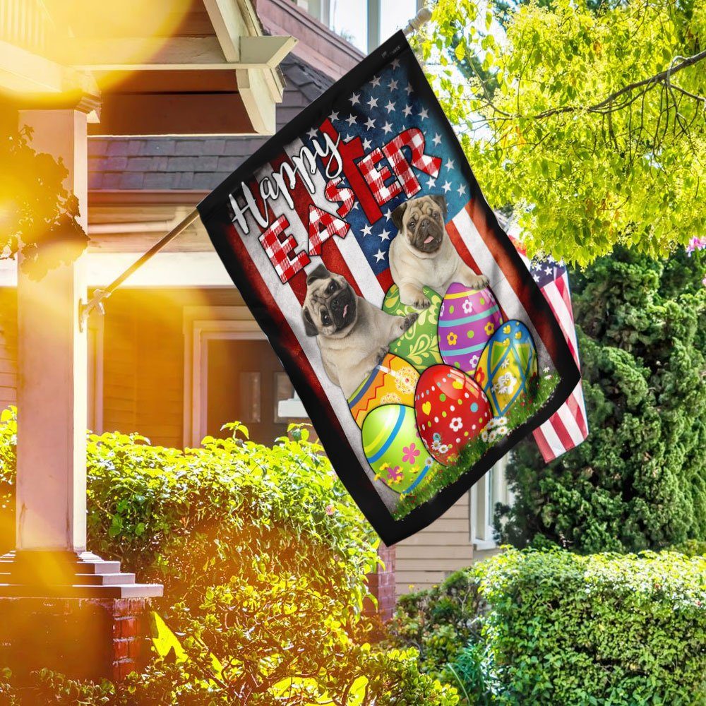 Pug Dog Easter Egg Hunt Flag