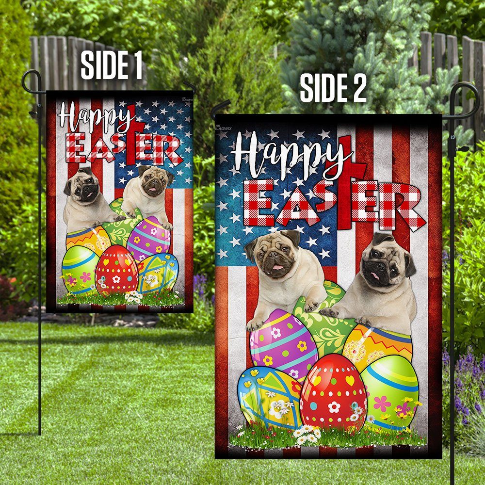 Pug Dog Easter Egg Hunt Flag Pug Dog Easter Egg Hunt Flag