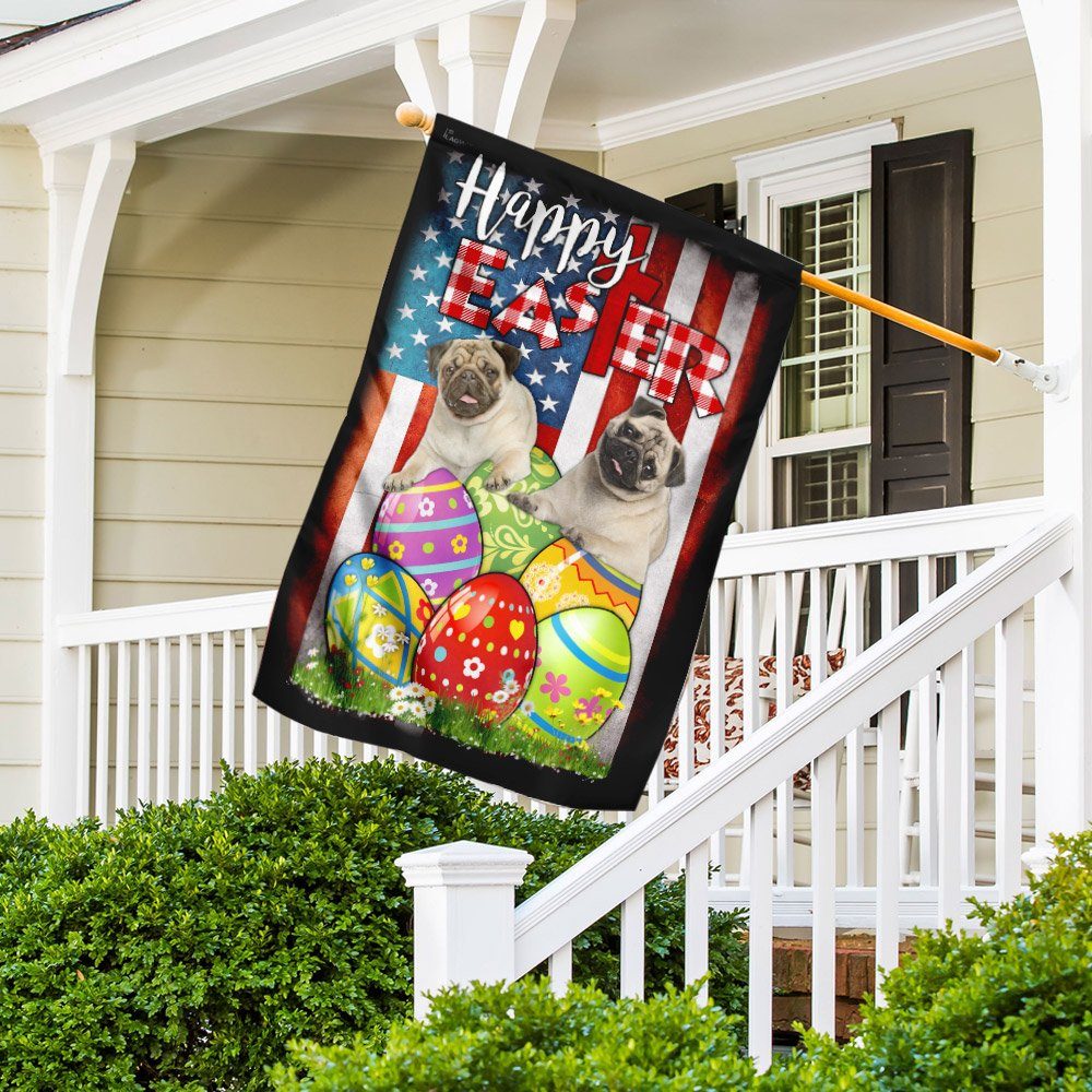 Pug Dog Easter Egg Hunt Flag Pug Dog Easter Egg Hunt Flag