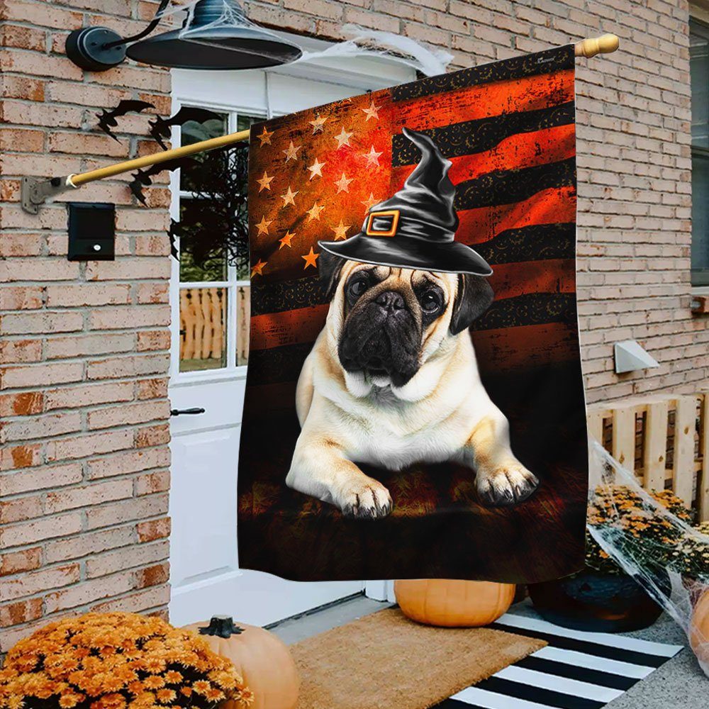 Pug Dog Halloween Flag QNN541F