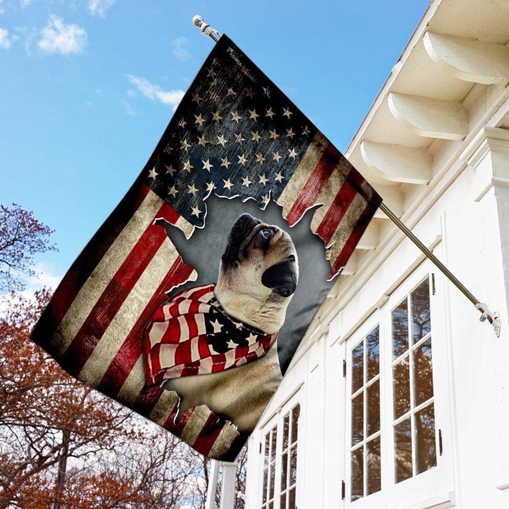 Pug Happy 4th Of July. American US Flag