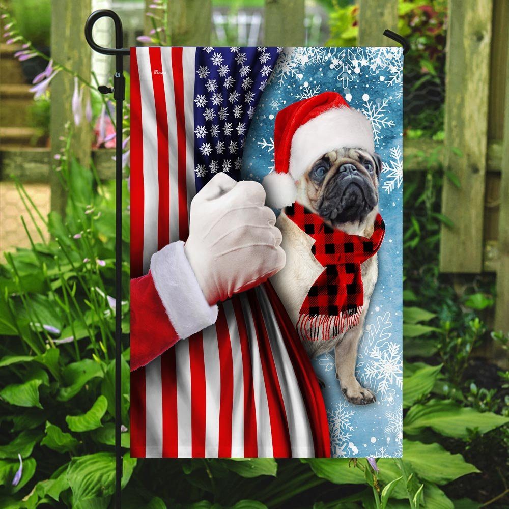Pug Through The Snow Flag Pug Through The Snow Flag