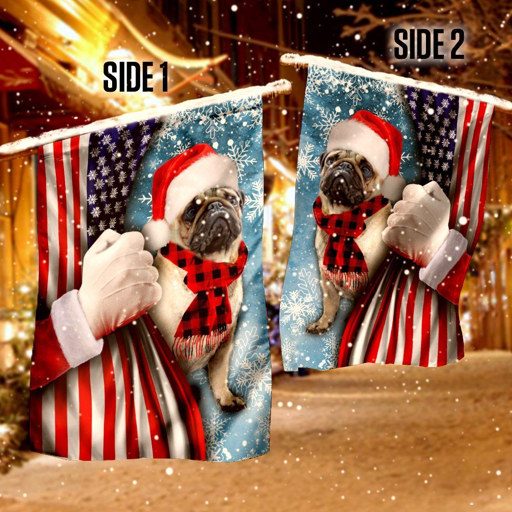 Pug Through The Snow Flag Pug Through The Snow Flag