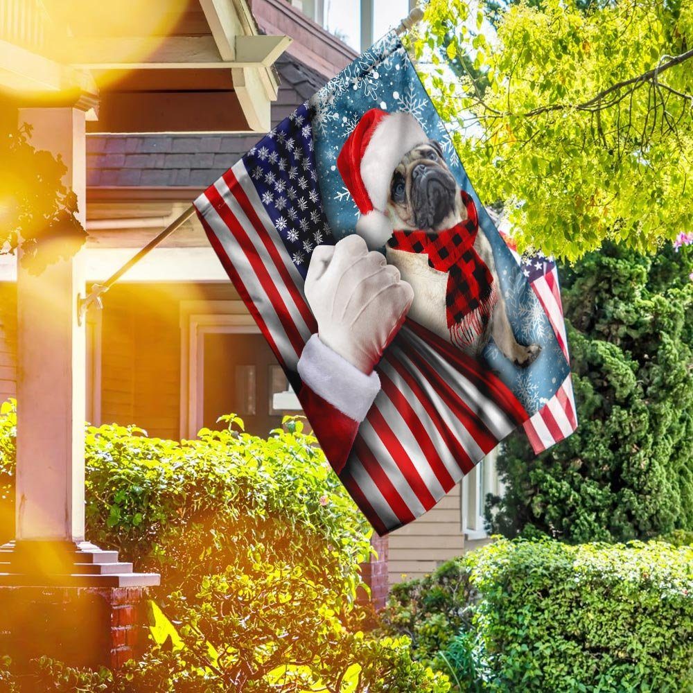 Pug Through The Snow Flag