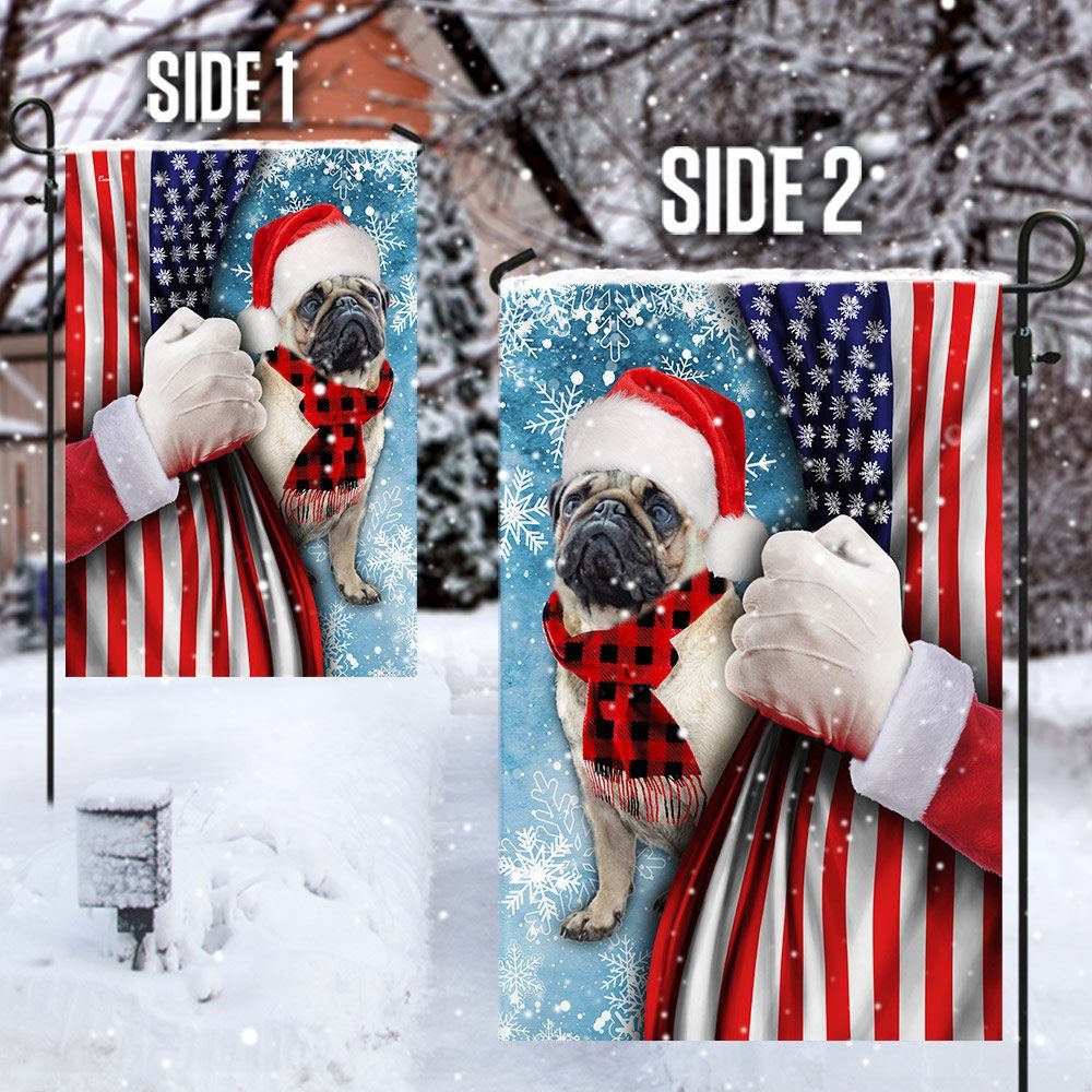 Pug Through The Snow Flag Pug Through The Snow Flag