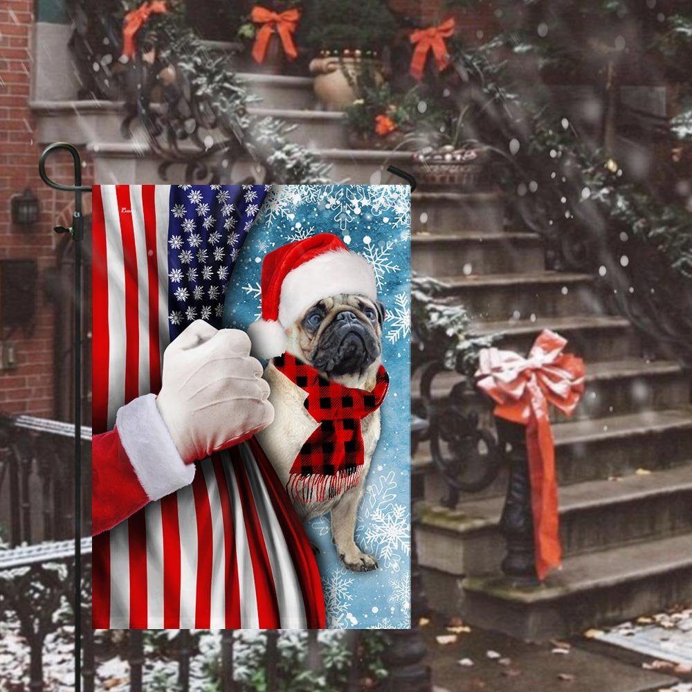Pug Through The Snow Flag Pug Through The Snow Flag