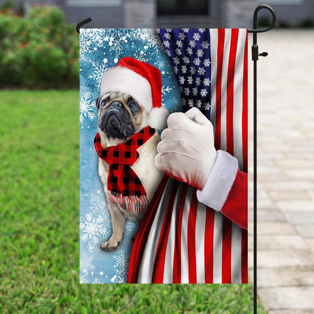 Pug Through The Snow Flag Pug Through The Snow Flag