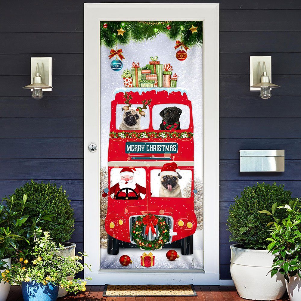 Pugs Christmas Bus Door Cover