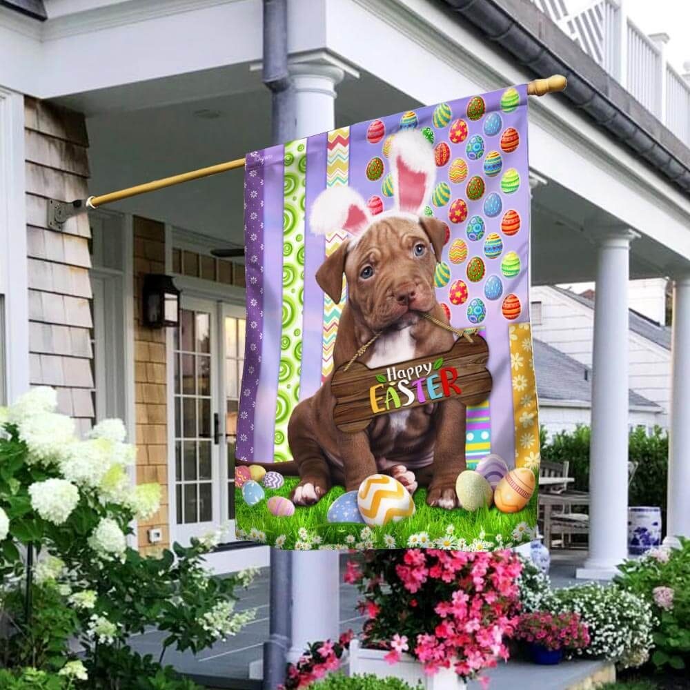 Puppy Pit Bull. Happy Easter American Flag