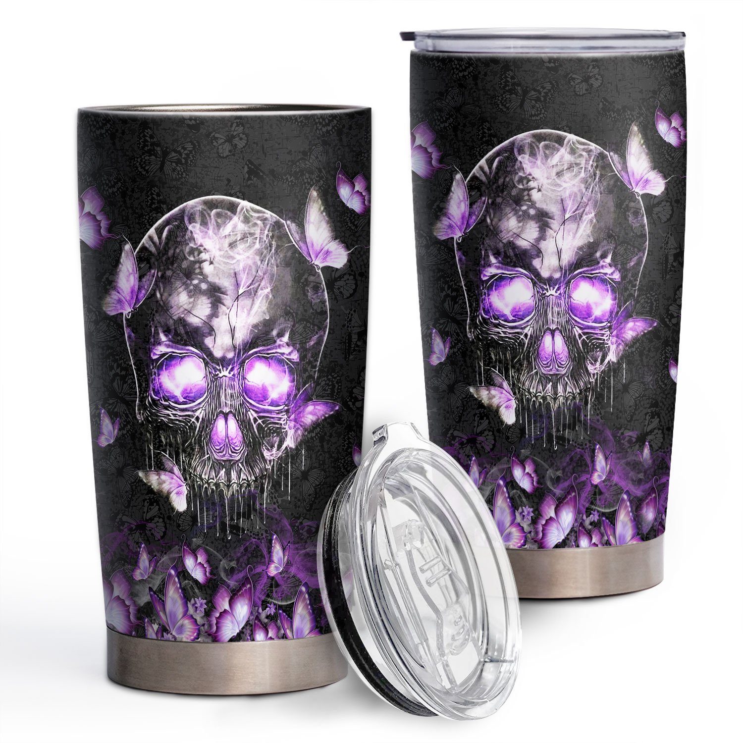 Purple Skull Butterfly Stainless Steel Tumbler QNN351TU