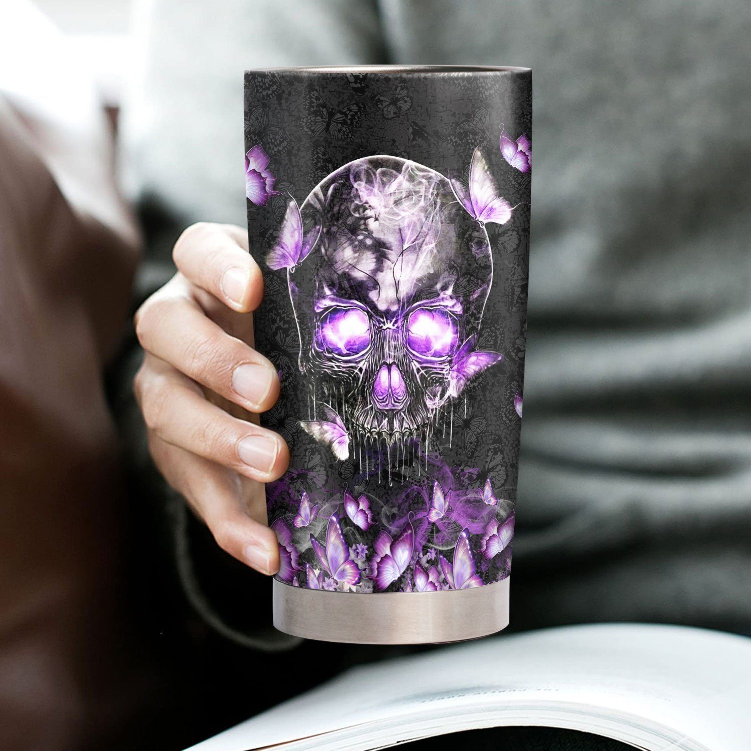 Purple Skull Butterfly Stainless Steel Tumbler QNN351TU
