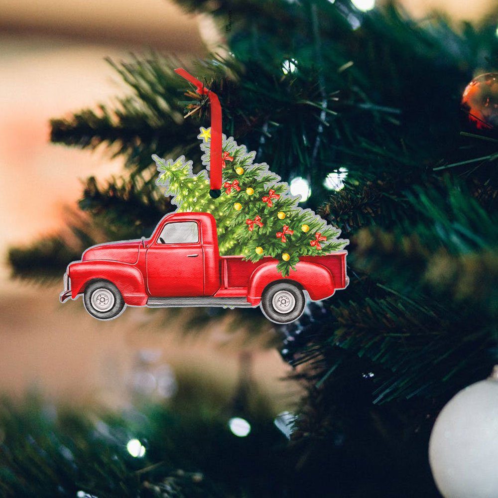 Red Pickup Truck Christmas Ornament TQN562O