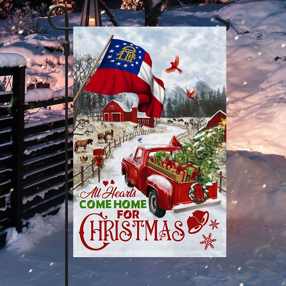 Red Truck Georgia Flag All Hearts Come Home For Christmas DDH2926Fv7