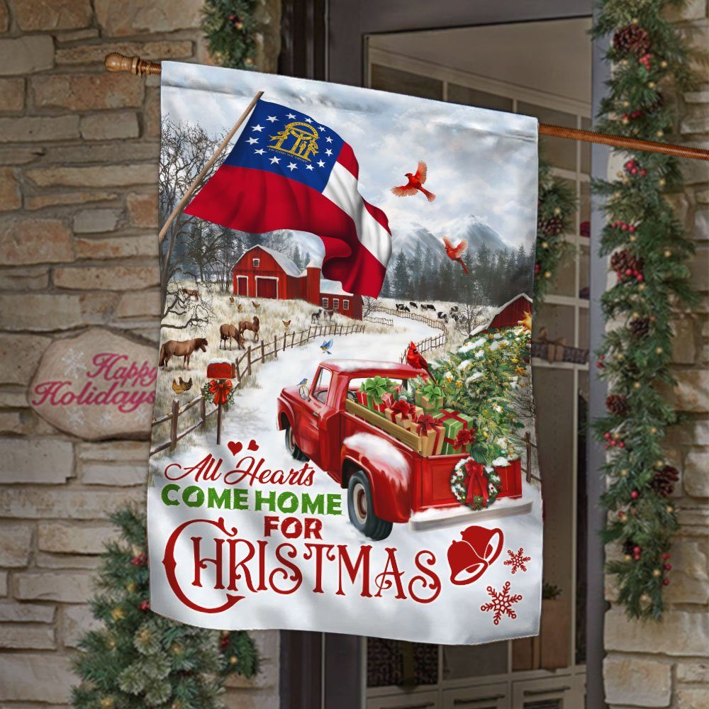Red Truck Georgia Flag All Hearts Come Home For Christmas DDH2926Fv7