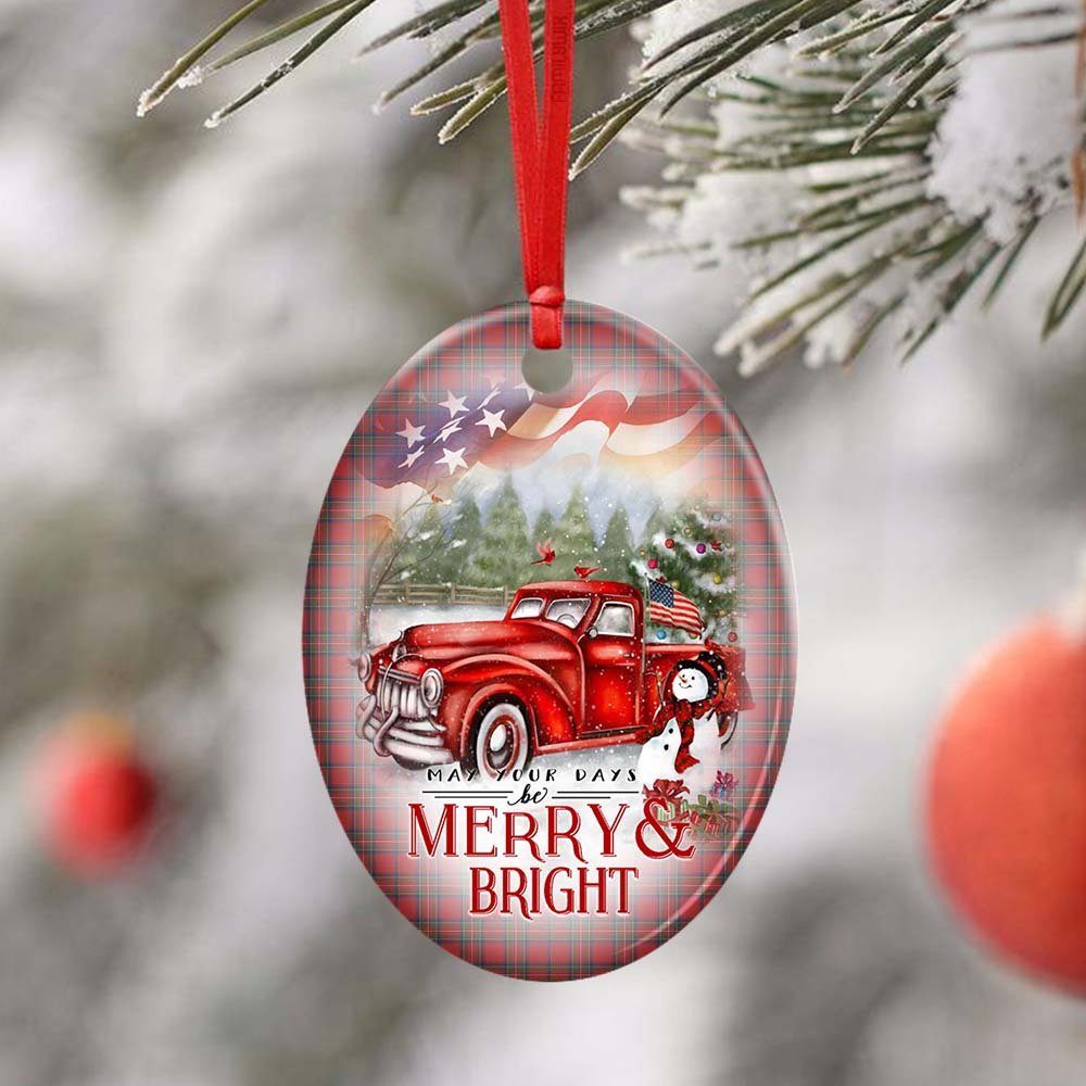 Red Truck Snowman Christmas Ceramic Ornament Red Truck Snowman Christmas Ceramic Ornament