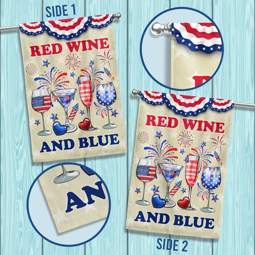 Red Wine And Blue 4th Of July Flag TQN1186F