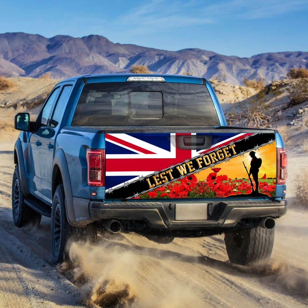 Remembrance Day. Lest We Forget Truck Tailgate Decal Sticker Wrap THB3281TD