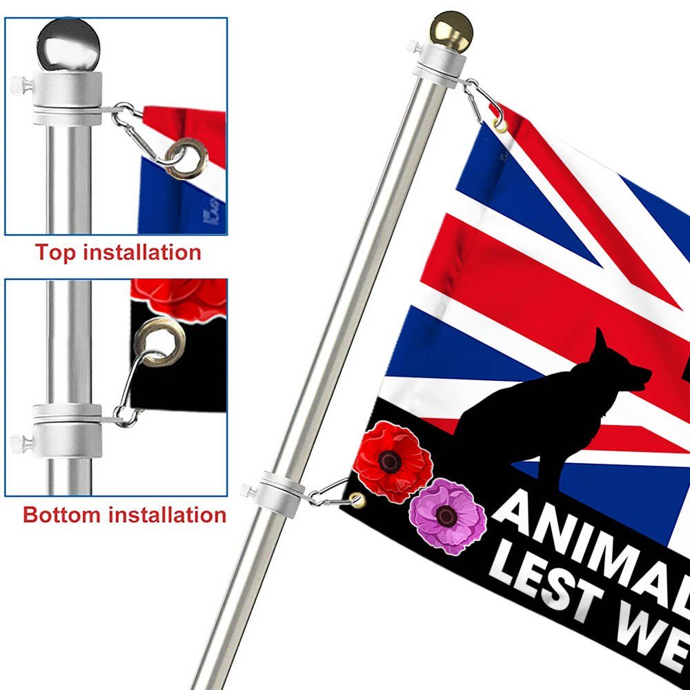Remembrance Day Animals UK Grommet Flag Lest We Forget Animals In War Red Purple Poppy TQN548GF
