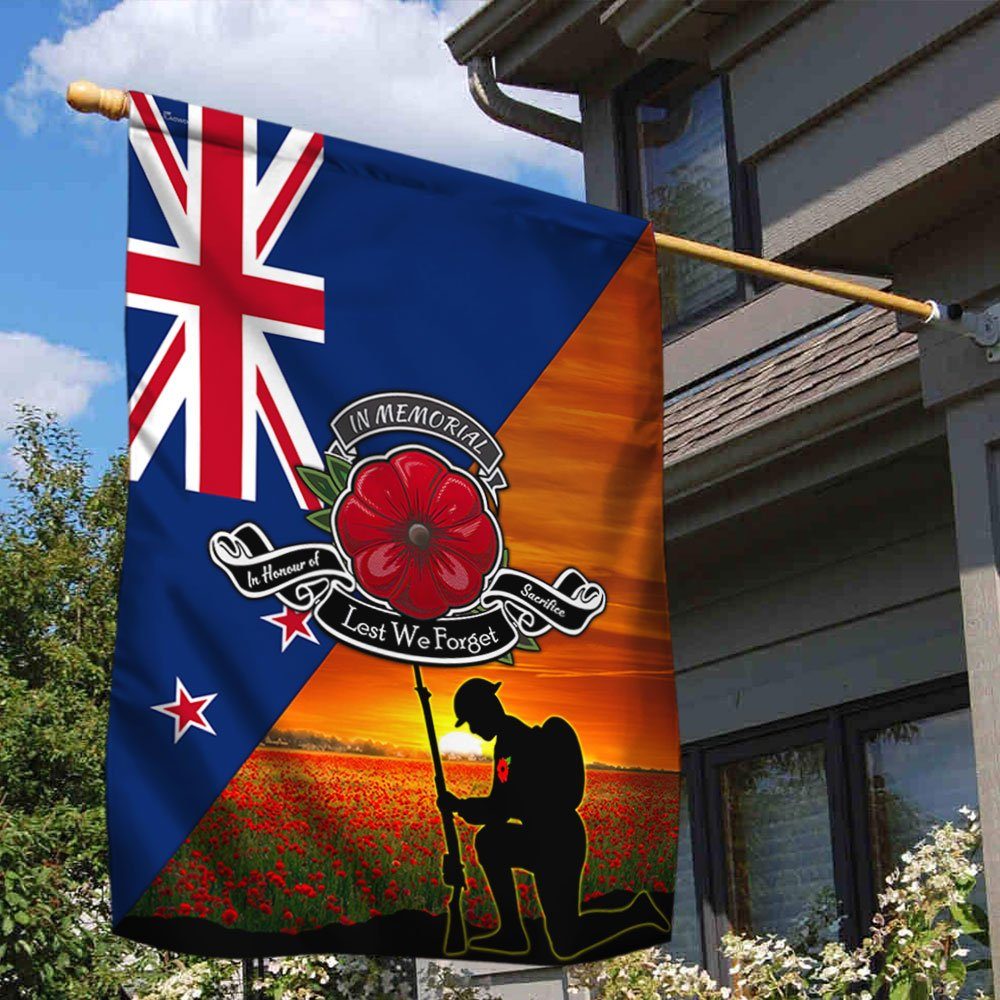 Remembrance Day Flag Lest We Forget New Zealand Flag TRL1374Fv2
