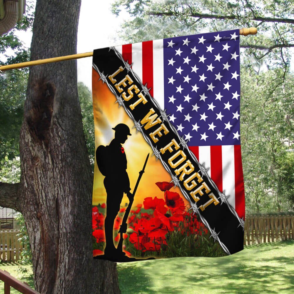 Remembrance Day Flag Poppy. Lest We Forget. American Veteran Flag THB3281Fv1 Remembrance Day Flag Poppy. Lest We Forget. American Veteran Flag THB3281Fv1