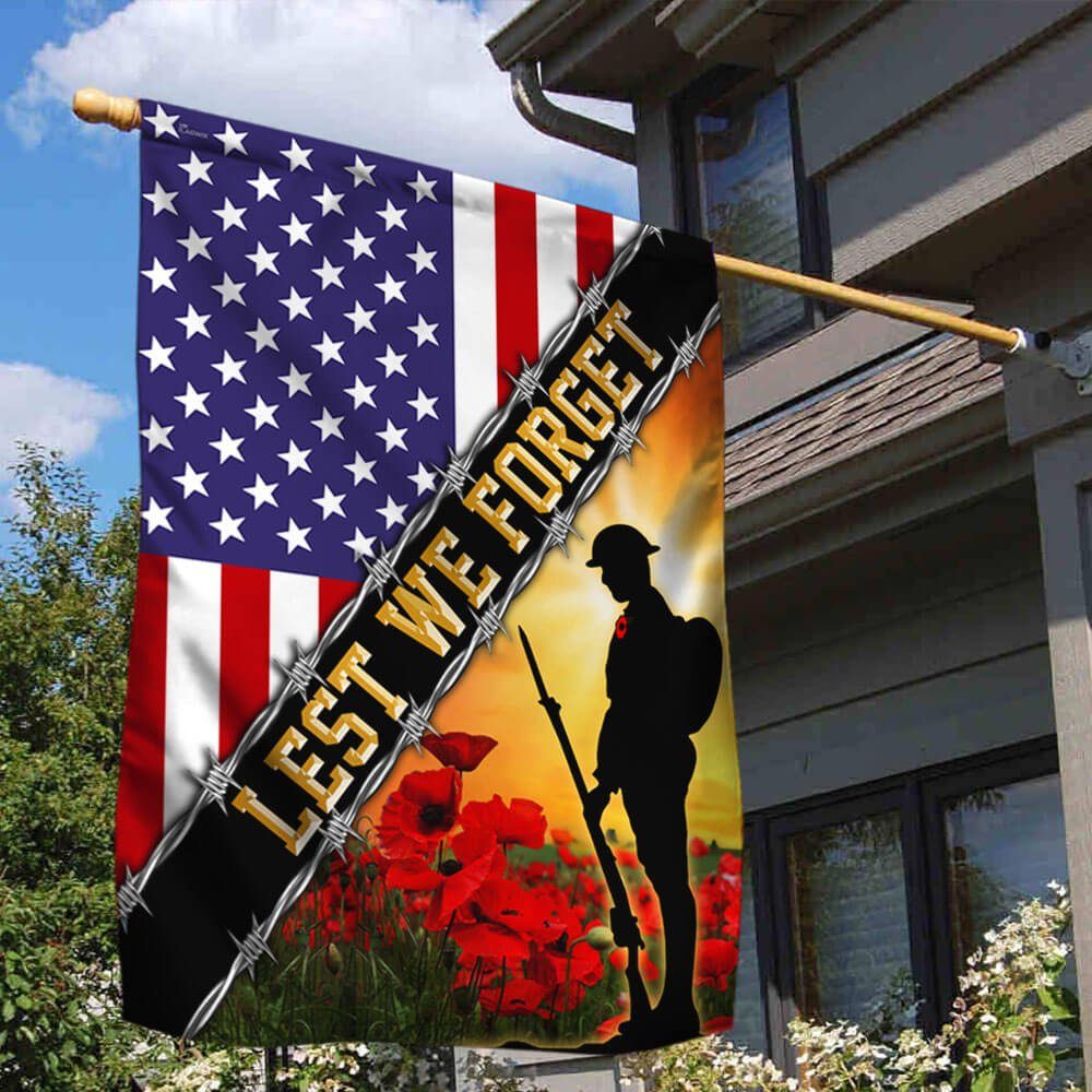 Remembrance Day Flag Poppy. Lest We Forget. American Veteran Flag THB3281Fv1 Remembrance Day Flag Poppy. Lest We Forget. American Veteran Flag THB3281Fv1