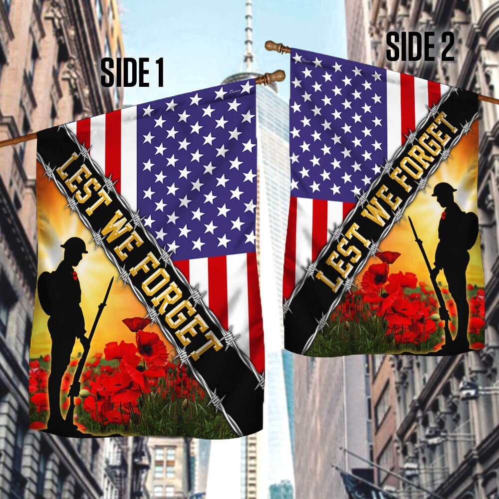 Remembrance Day Flag Poppy. Lest We Forget. American Veteran Flag THB3281Fv1 Remembrance Day Flag Poppy. Lest We Forget. American Veteran Flag THB3281Fv1
