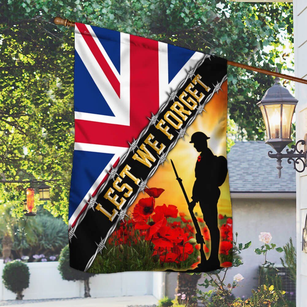 Remembrance Day Flag Poppy. Lest We Forget. Veteran Union Jack Flag THB3281F