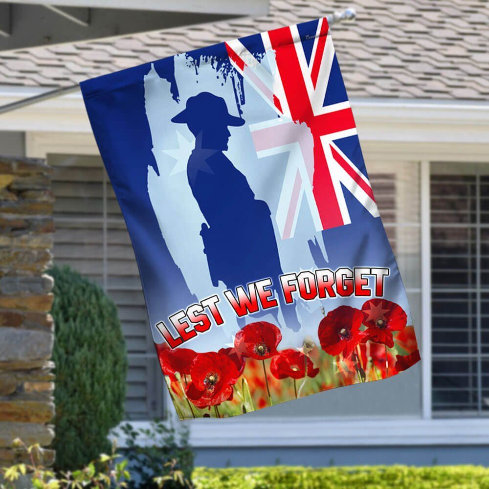 Remembrance Day Flag Poppy. Lest We Forget Veteran Flag THB3329F