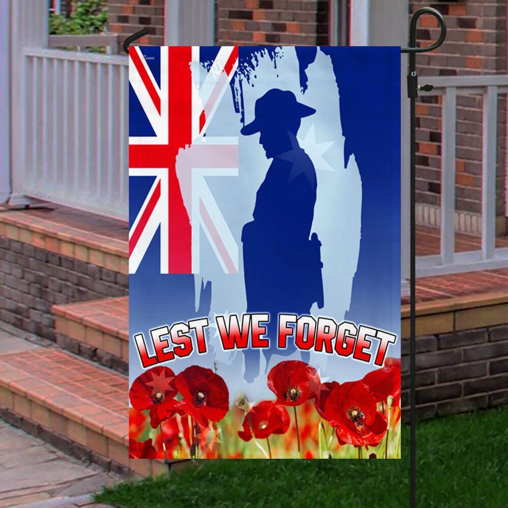 Remembrance Day Flag Poppy. Lest We Forget Veteran Flag THB3329F