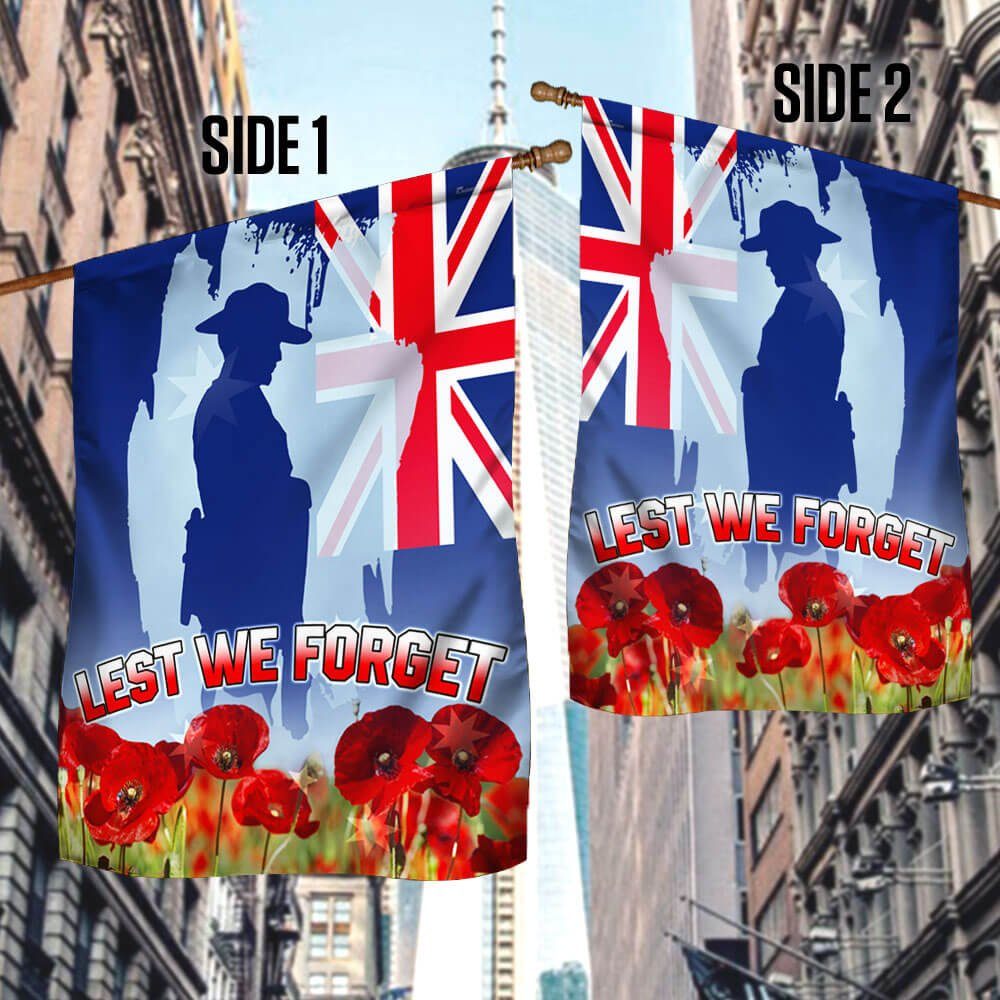 Remembrance Day Flag Poppy. Lest We Forget Veteran Flag THB3329F