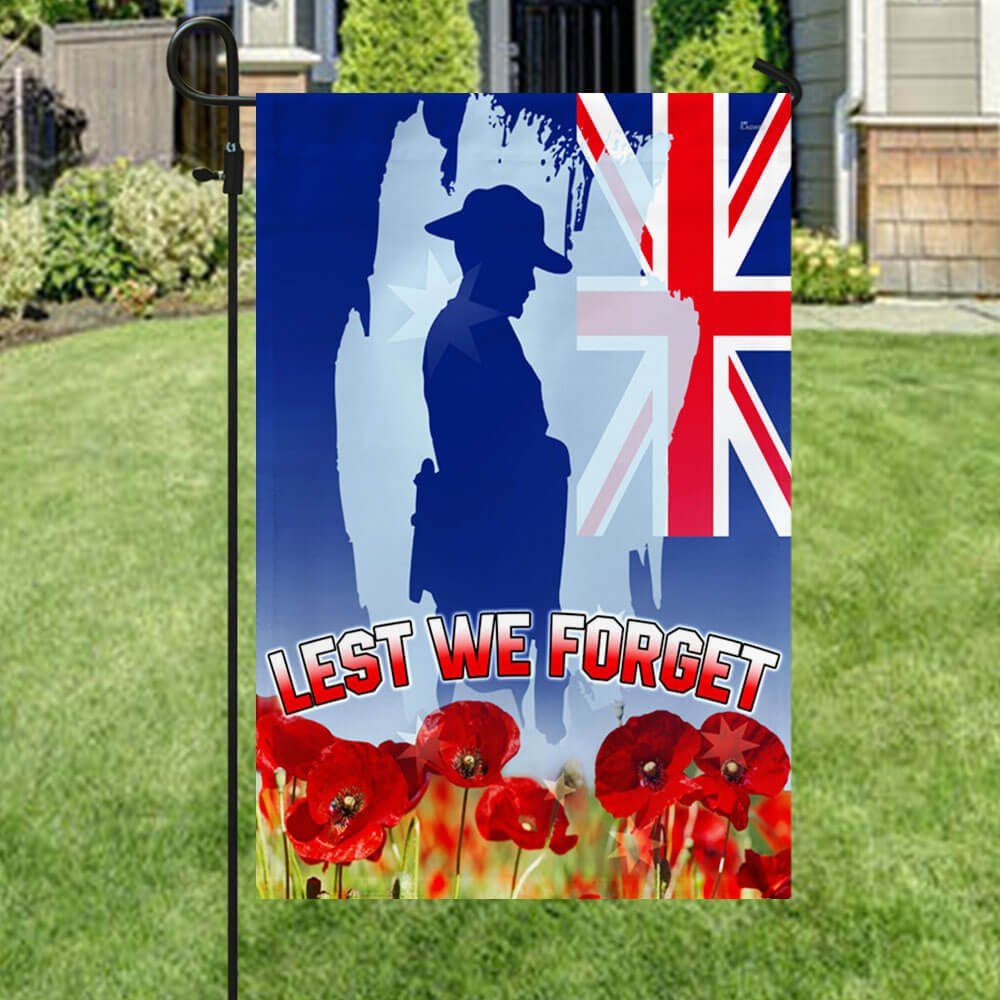 Remembrance Day Flag Poppy. Lest We Forget Veteran Flag THB3329F