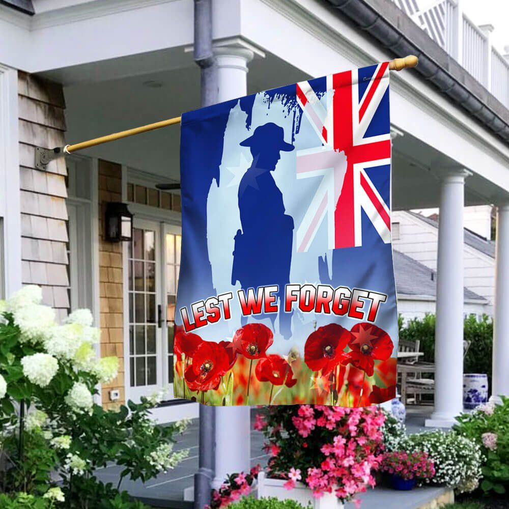 Remembrance Day Flag Poppy. Lest We Forget Veteran Flag THB3329F