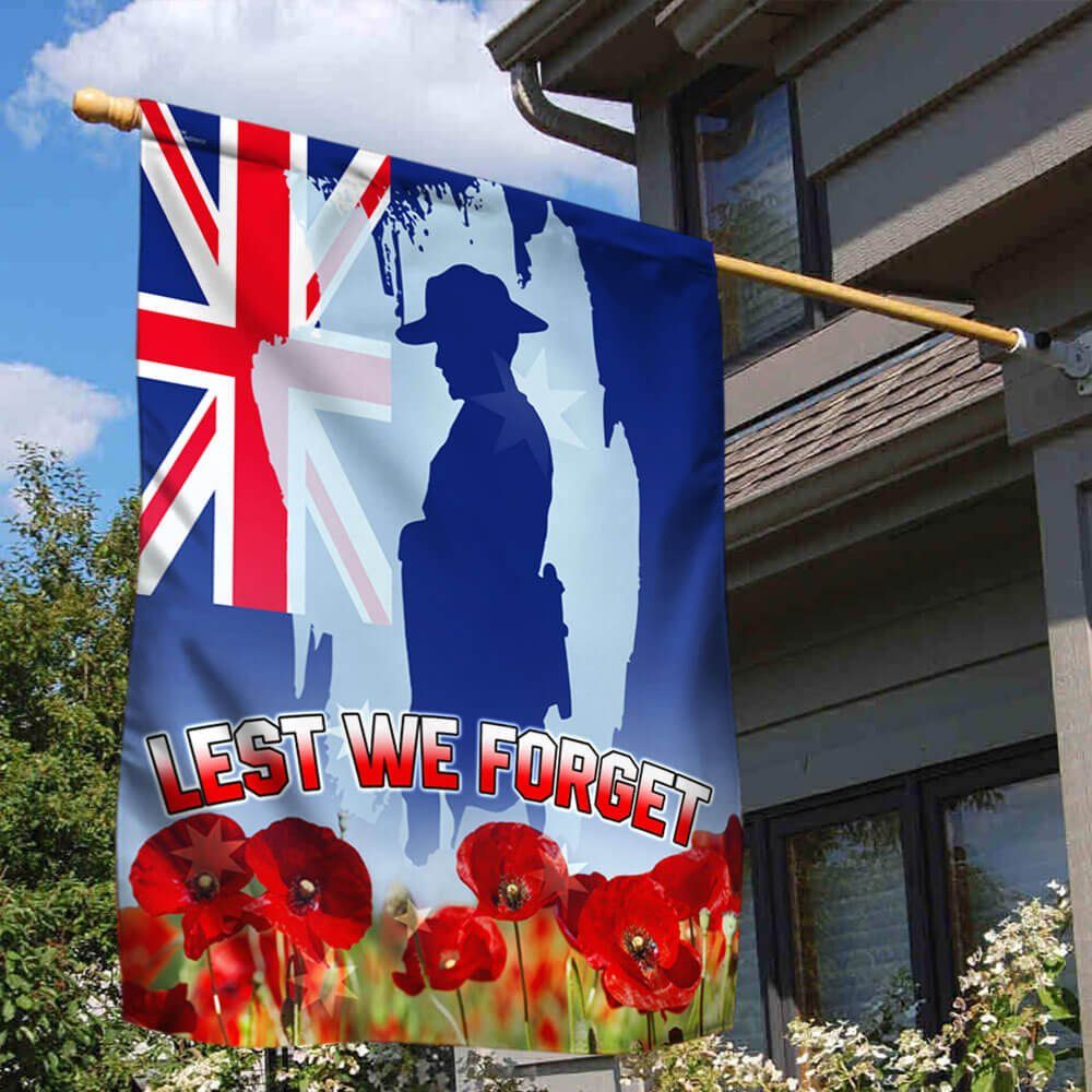Remembrance Day Flag Poppy. Lest We Forget Veteran Flag THB3329F